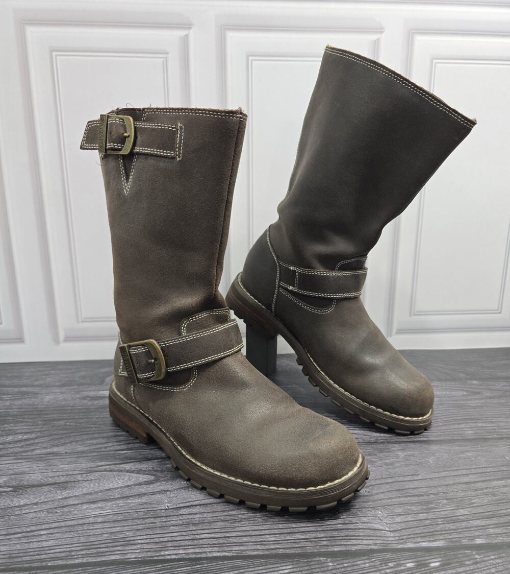 Vintage Skechers Engineer Boots - Brown Oiled Leather Y2K Moto Women's 6.5